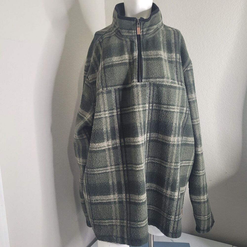 John Wayne XXL fleece jacket sweater button down zip pullover plaid